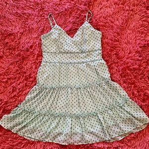Trixxi polka dot Mint Emerald Chocolate Black Green tiered Flare Ruffle Dress S